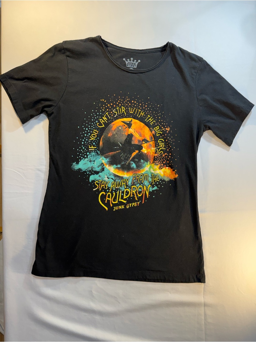 Women’s Black Junk Gypsy Graphic Tee - 'Cauldron' Design’